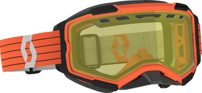Scott Fury Snow Cross Goggle in orange and gray with yellow accents, designed for snow sports and winter racing.