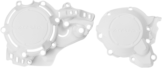 White ACERBIS X-Power Cover Kit for KTM and Husqvarna bikes, body protection part with sleek design.