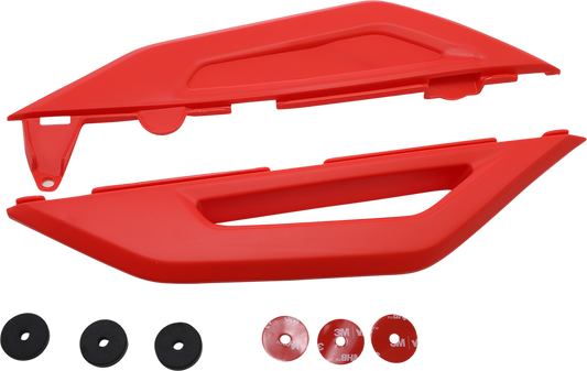 Red Acerbis side panels for motorcycle body, featuring sleek design and branding details, compatible with specific bike models.