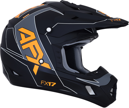 Bill's Exhausts AFX FX-17 helmet in matte black and orange, small size, showcasing sleek design and ventilation features.