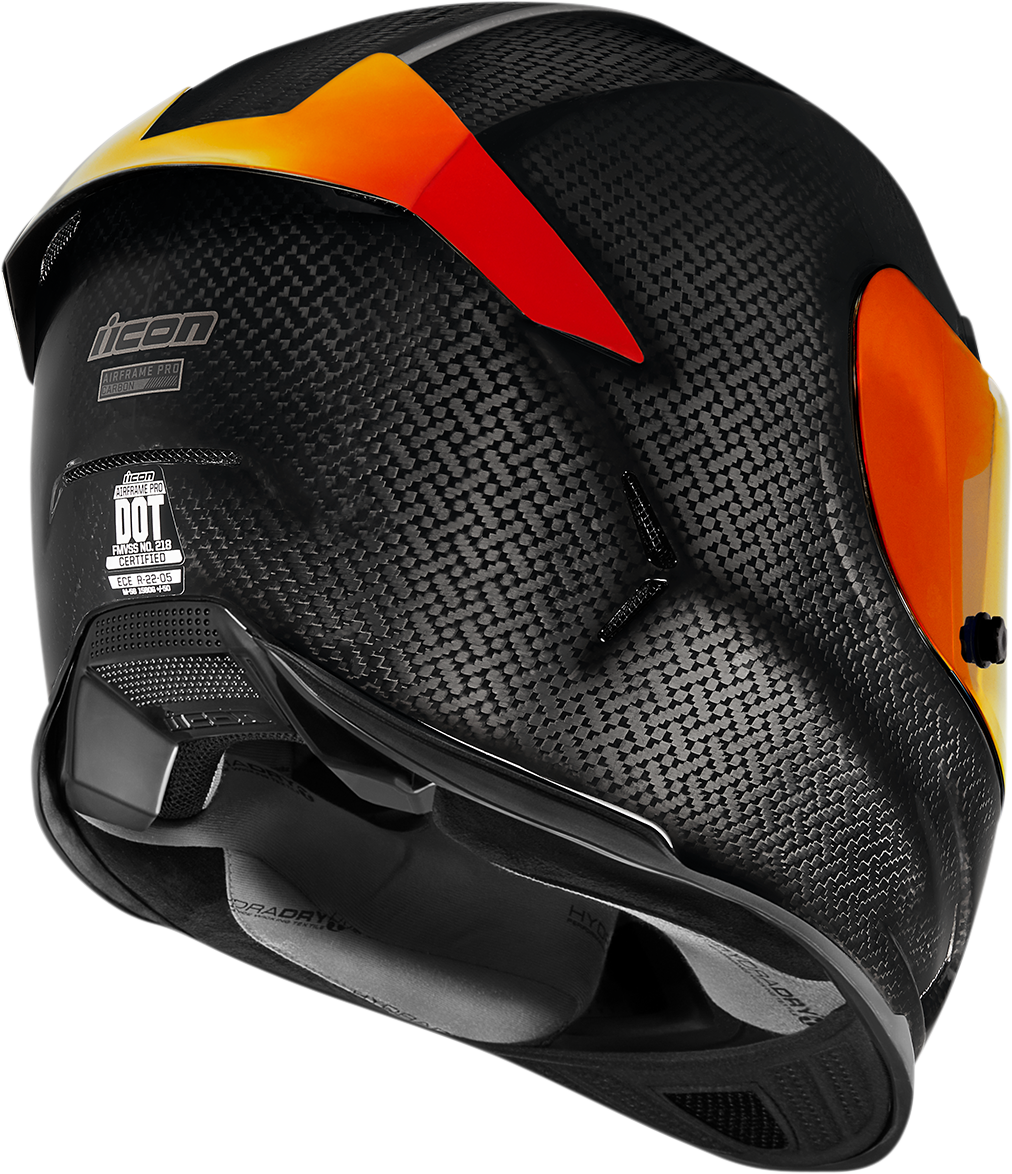 Icon Airframe Pro carbon helmet in red with small size, featuring a sleek aerodynamic design and vent openings.