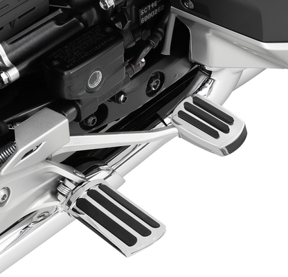 Bill's Exhausts SHOW CHROME brake pedal cover for Honda GL1800 motorcycle, engine part with chrome finish and textured surface