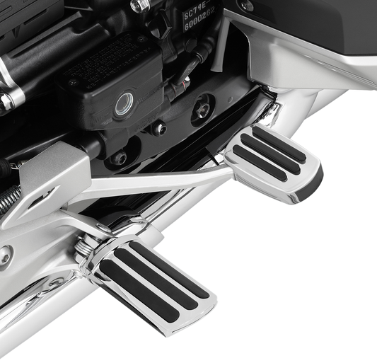 Bill's Exhausts SHOW CHROME brake pedal cover for Honda GL1800 motorcycle, engine part with chrome finish and textured surface