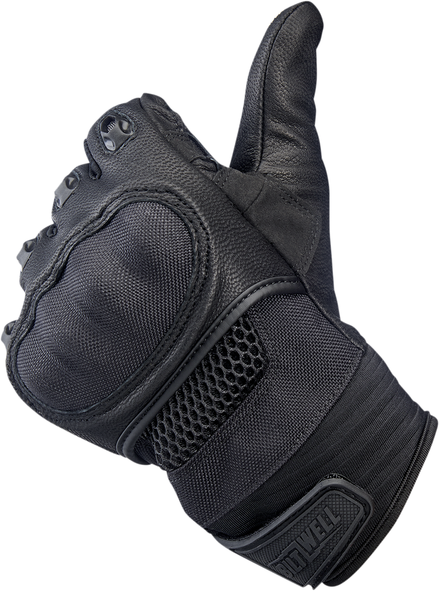 Black BILTWELL Bridgeport Gloves in 2XL size, made by Bill's Exhausts, featuring durable leather construction and secure wrist closure.