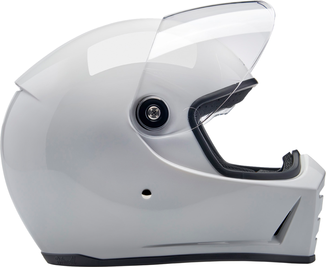 Gloss white BILTWELL Lane Splitter motorcycle helmet in 2XL size, featuring a sleek, aerodynamic design with a smooth finish.