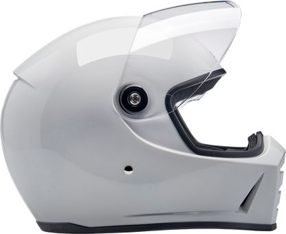 Bill's Exhausts BILTWELL Lane Splitter helmet in glossy white, medium size, motorcycle helmet with sleek design
