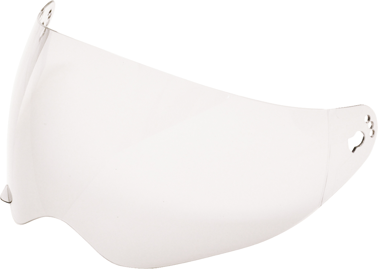 Clear AFX FX-37X motorcycle helmet shield with a smooth curved design, fitting Bill's Exhausts helmets.