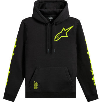 Alpinestars black triple pullover hoodie in medium size with logo, displayed on a neutral background.
