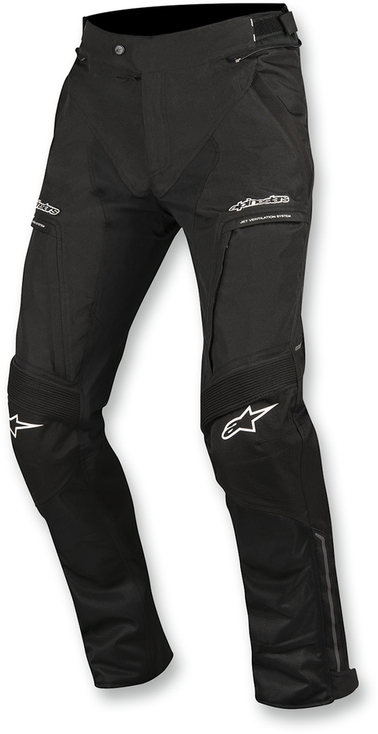 Alpinestars Ramjet Air Pants in black, small size, featuring durable fabric and ventilation panels for motorcycle riding comfort.
