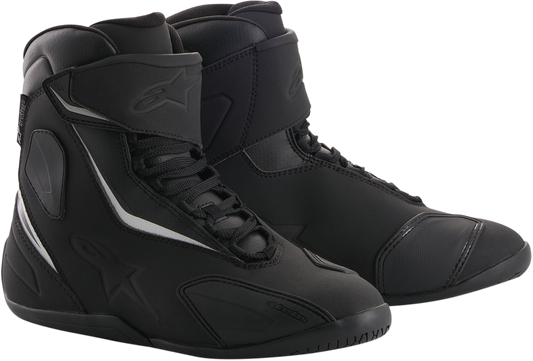 Alpinestars Fastback v2 black motorcycle shoes with US size 6, featuring rugged design and protective features.