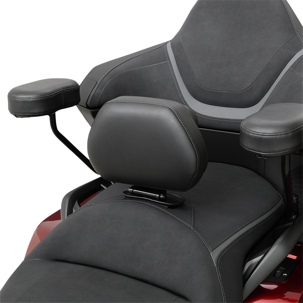 Bill's Exhausts SHOW CHROME Detachable Smart Mount Backrest for Honda GL1800 engine, shown attached with chrome finish and mounting hardware.