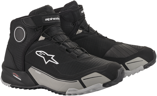 Alpinestars CR-X Drystar® shoes in black and cool gray, US size 8, featuring sporty design and durable construction.
