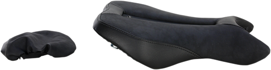 Black SADDLEMEN Gel Channel Sport Seat by Bill's Exhausts, featuring ergonomic design and cushioning for motorcycle comfort.