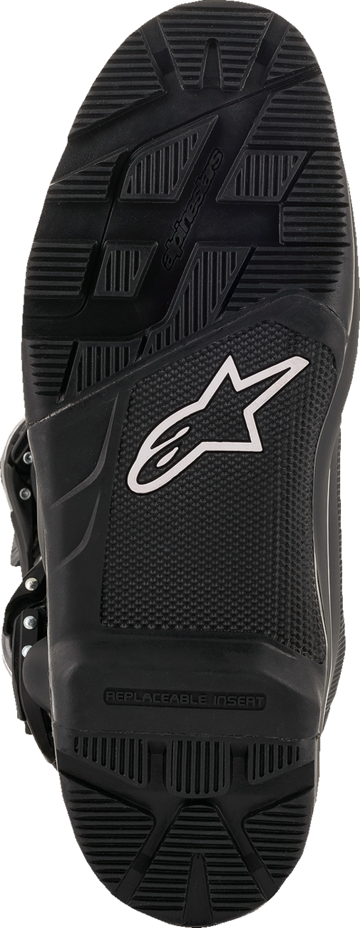 Alpinestars Tech 7 Enduro Drystar® motorcycle boots in black, US size 8, featuring protective design and durable construction.