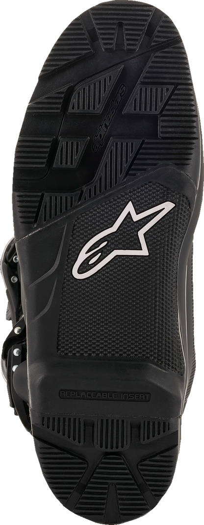 Alpinestars Tech 7 Enduro Drystar® motorcycle boots in black, US size 8, featuring protective design and durable construction.