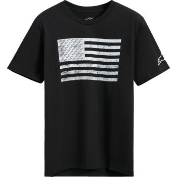 Black Alpinestars Wavings CSF T-Shirt in large size, featuring the brand's logo and design on the front.