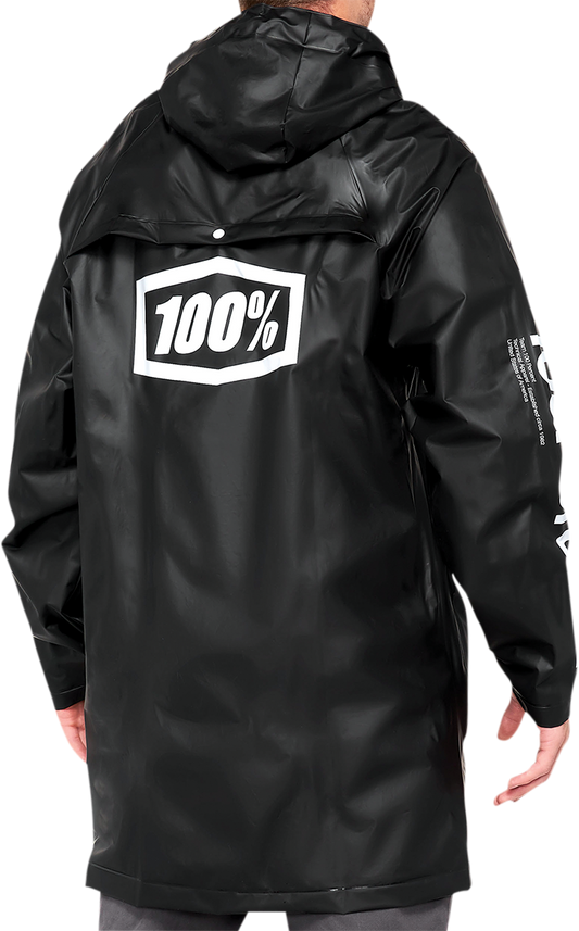 Black Bill's Exhausts Torrent Raincoat, medium-sized jacket made from 100% waterproof material, featuring a hood and full front zip.