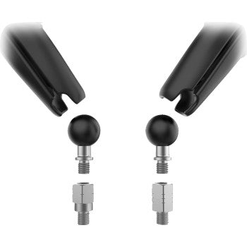 Bill's Exhausts RAM MOUNTS Tough-Mirror Kit with M10-1.25 bases, featuring sturdy mirror with mounting hardware.