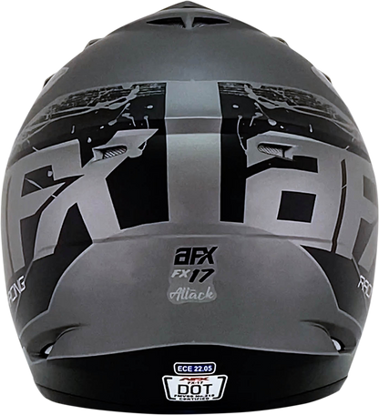 Bill's Exhausts AFX FX-17 helmet in attack frost gray and matte black, medium size, with a sleek aerodynamic design.