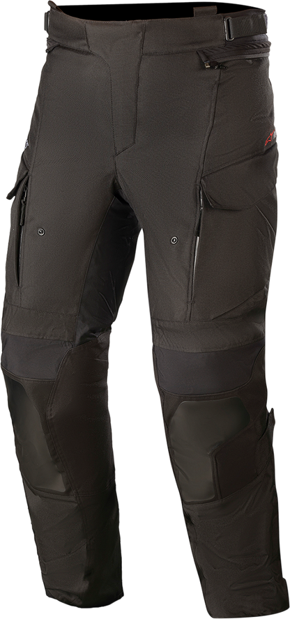 Alpinestars Andes v3 Drystar® motorcycle pants in black, size XL, featuring reinforced knee areas and adjustable waist straps.
