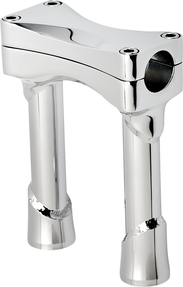 Chrome BILTWELL Murdock oversized 6-inch handlebar risers for motorcycles, with a polished metallic finish and mounting holes.