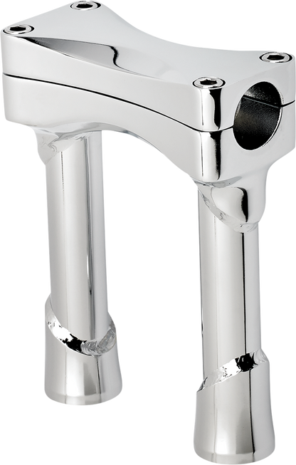 Chrome BILTWELL Murdock oversized 6-inch handlebar risers for motorcycles, with a polished metallic finish and mounting holes.