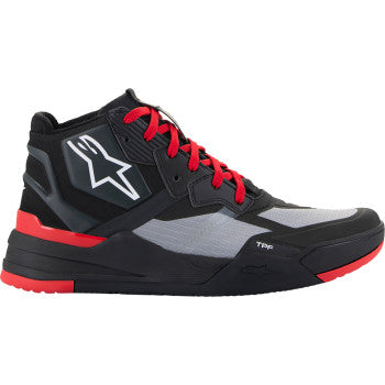 Alpinestars Speedflight motorcycle shoes in black, red, and white, US 10.5, featuring sporty design and durable materials.