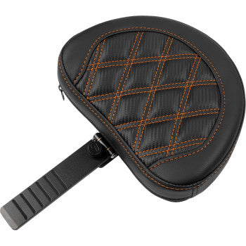 SADDLEMEN Roadsofa extended reach motorcycle seat with backrest, lattice stitch, orange stitching for FLTR/FLHX 2023-2024.