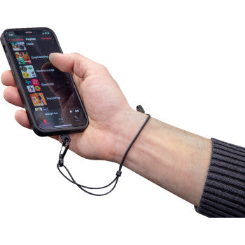 Bill's Exhausts SP CONNECT phone mount attached to a motorcycle handlebar for secure smartphone support.