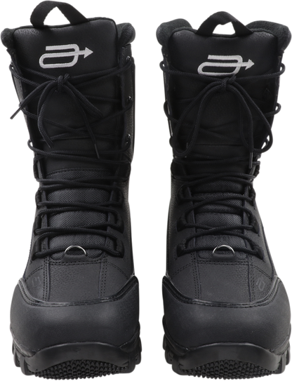 Black replacement laces for ARCTIVA Advance boots by Bill's Exhausts, size 10-14, shown threaded through boot eyelets.