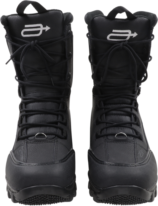 Black replacement laces for ARCTIVA Advance boots by Bill's Exhausts, size 10-14, shown threaded through boot eyelets.