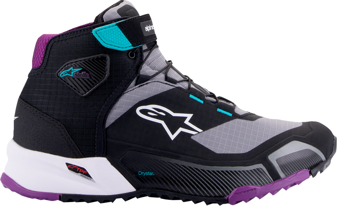 ALPINESTARS Stella CR-X Drystar® Shoes - Black/Gray/Teal/Purple - US 11.5 26115231370115 - Howling Moto