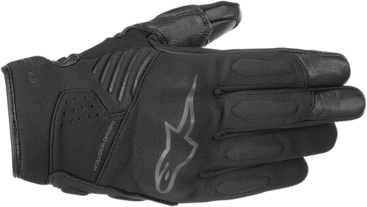 Alpinestars Faster motorcycle gloves in black with reinforced knuckles, 2XL size, designed for rider protection and comfort.