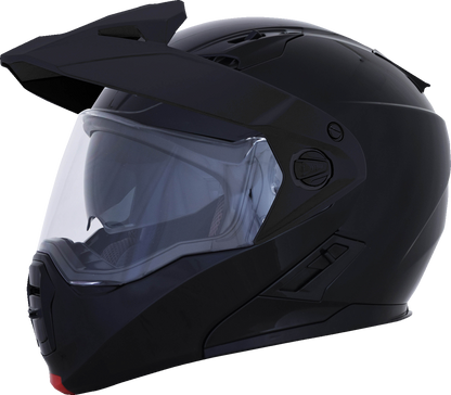 Gloss black AFX FX-111DS motorcycle helmet in small size, featuring a sleek design and smooth finish.