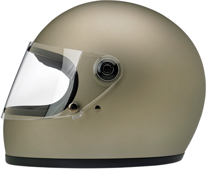 BILTWELL Gringo S helmet in flat titanium finish, XS size, featuring a sleek motorcycle helmet design by Bill's Exhausts.