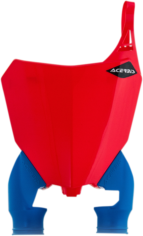 Acerbis Raptor Patriot number plate for motorcycle body, featuring bold graphics and branding design.