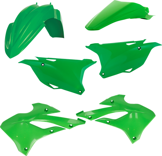 A black Acerbis OEM KX85 2022-2023 body kit replacement for motocross bikes, showing the assembled motorcycle body parts.