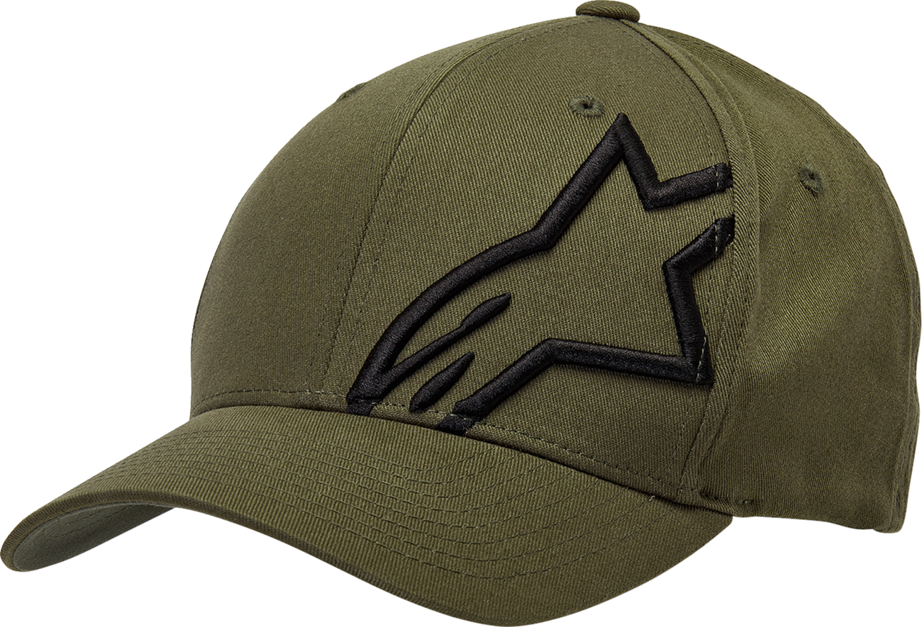 Bill's Exhausts Alpinstars Corp Shift 2 hat in military black, small/medium size, featuring a structured baseball cap design.
