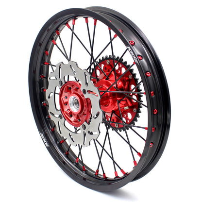 KKE 21 & 19 Casting Spoked MX Wheels Rims Set for Honda CR125R CR250R 2002-2012 Red Nipple Black Spoke Discs - Howling Moto