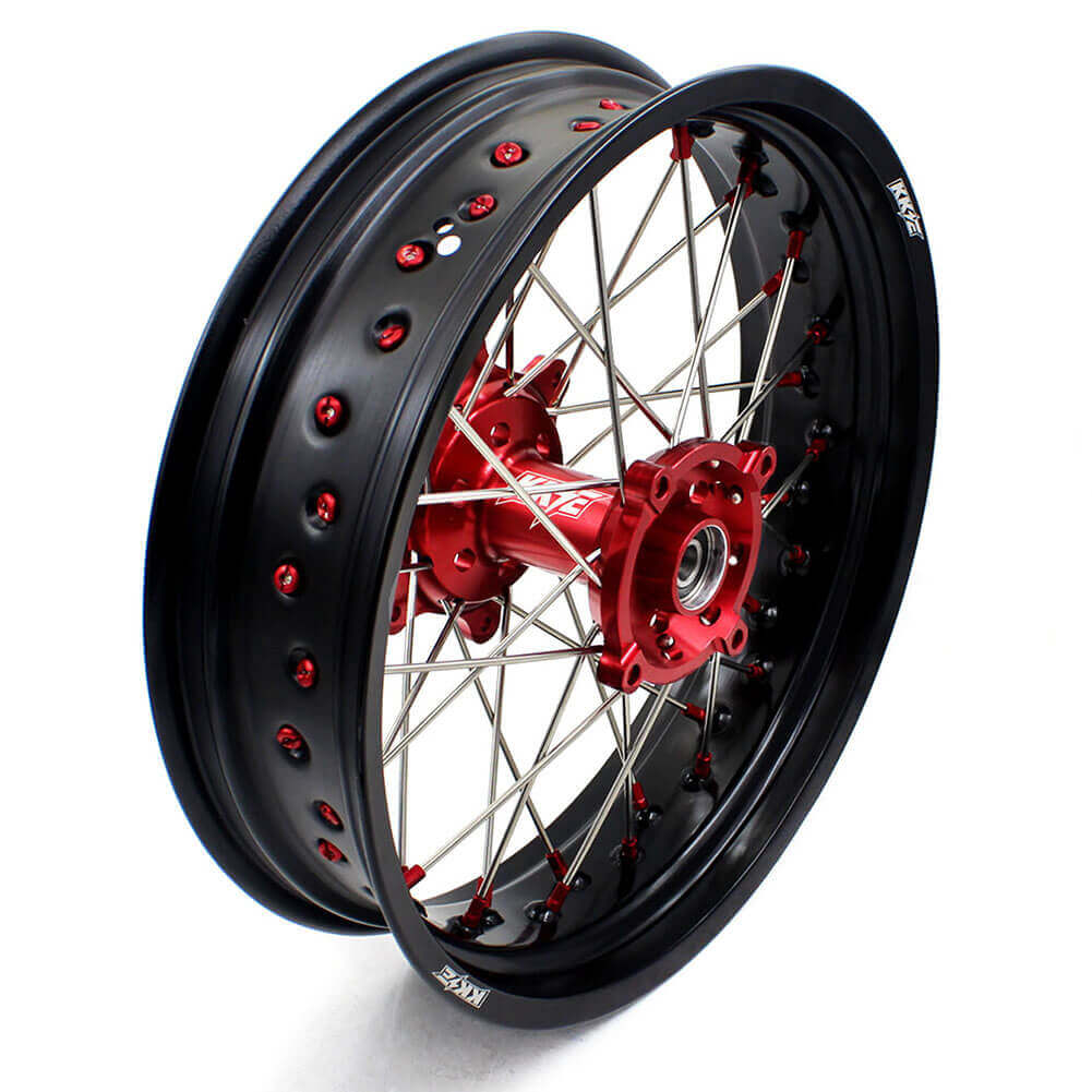 KKE 17 Inch OEM Size Supermoto Wheels for Honda XR650L 1993-2024 Red Nipple - Howling Moto