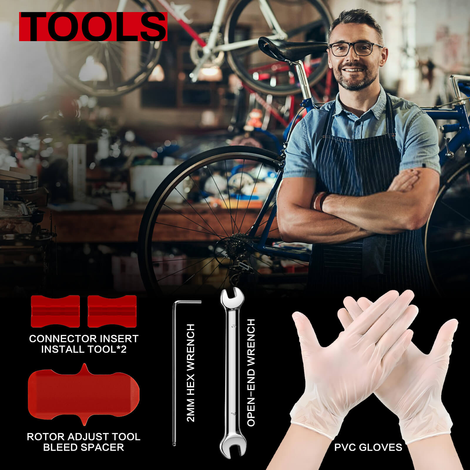 Hycline hydraulic brake mineral oil bleed kit for Shimano, Tektro, TRP bicycle brake systems, includes tools for easy bleeding and maintenance.