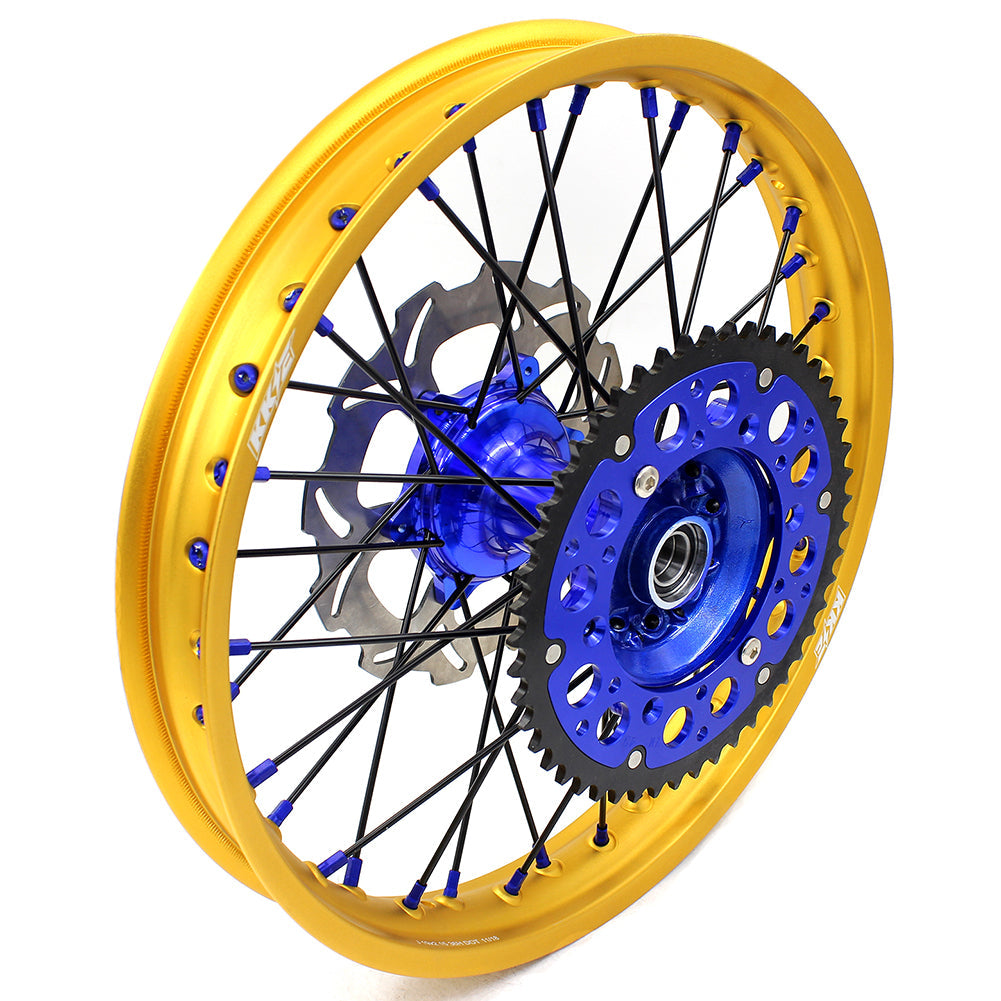 KKE 21"&19" Mx Dirtbike Cast Wheels For YAMAHA YZ125 YZ250 1999-2016 YZ250F YZ450F 2003-2015 Gold Rim Black Spokes With Disc - Howling Moto