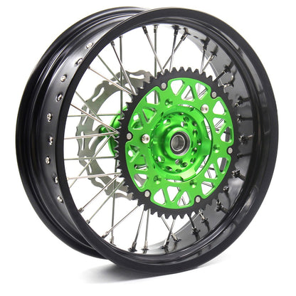 KKE 3.5/4.25*17inch For KAWASAKI KX250F KX450F 2006-2018 Supermoto Rims With Disc&Sprocket Green - Howling Moto