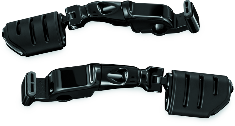 Kuryakyn Ergo II Trident Dually ISO Pegs with Long Arms for Honda GL1800 in gloss black, showing motorcycle foot pegs and mounting hardware