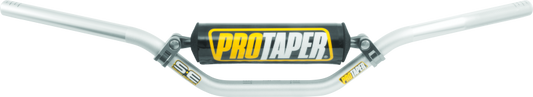 Silver ProTaper SE Yamaha mini handlebar with ergonomic grips for motocross and dirt bike riding.