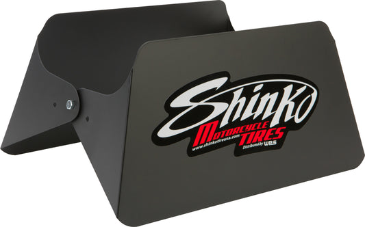 SHINKO PR-32 tire stand for retail display, showcasing a sturdy, black metal frame designed for showcasing motorcycle tires.