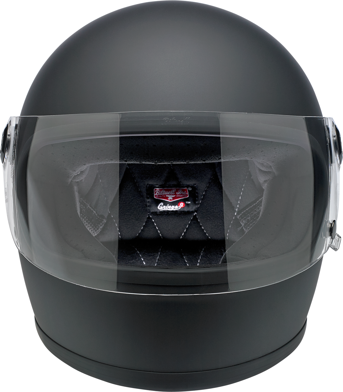 BILTWELL Gringo S motorcycle helmet in flat black, small size, featuring a sleek, aerodynamic design for rider safety.