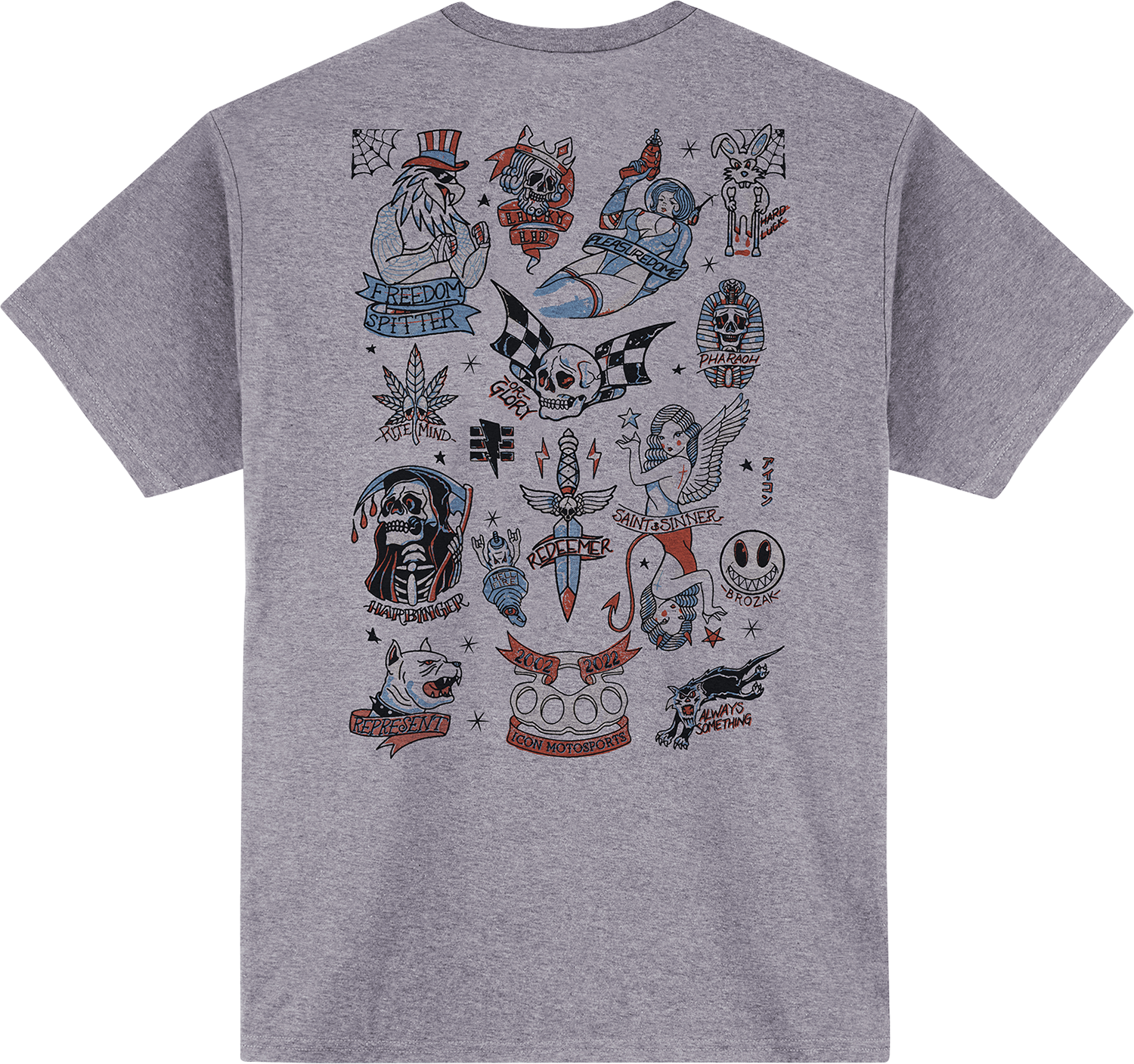 Bill's Exhausts ICON Stick-N-Poke™ T-Shirt in Ash Heather 3XL, featuring a graphic design on a comfortable cotton fabric.