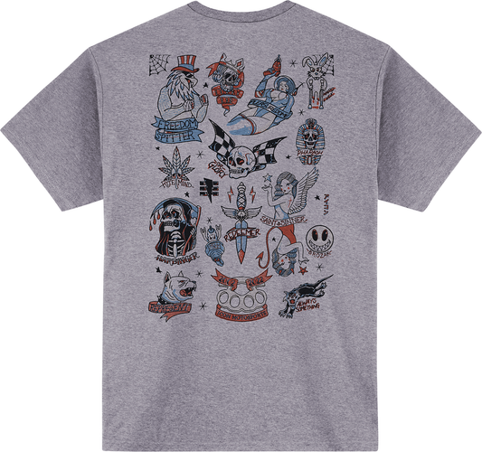 Bill's Exhausts ICON Stick-N-Poke™ T-Shirt in Ash Heather, small, featuring graphic design on a casual cotton tee.