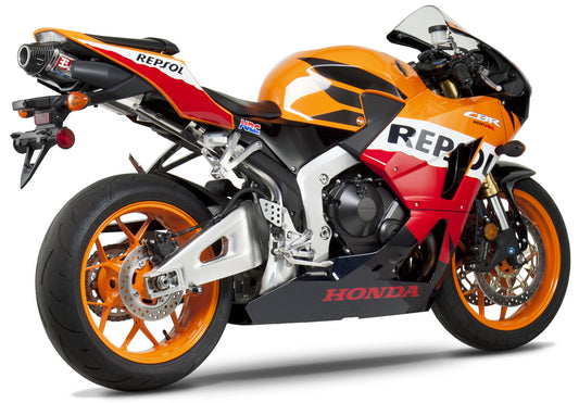 YOSHIMURA RS-5 Slip-On SS exhaust for UTVs, featuring stainless steel and carbon fiber components, displayed on a white background.